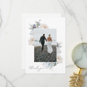 Carte De Remerciements Dusty Blue Garden Floral Mariage Photo