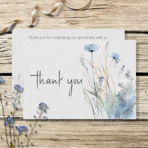 Carte De Remerciements Dusty Blue Meadow Fleur sauvage moderne Mariage