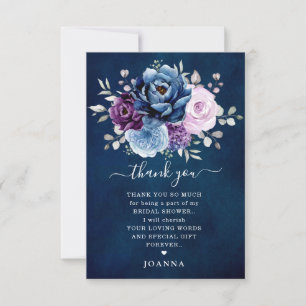 Carte De Remerciements Dusty Blue Purple Lilac Blooms Fête des mariées Me