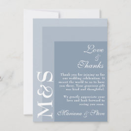Carte De Remerciements Dusty Blue Simple Moderne Mariage de script chic