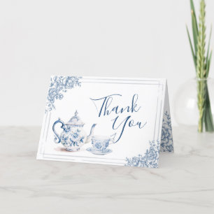 Carte De Remerciements Dusty Blue Victorian Garden Fête des mariées Thé