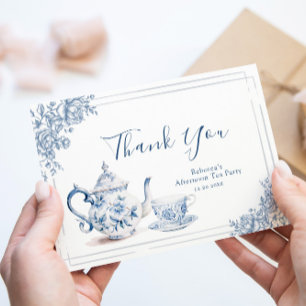 Carte De Remerciements Dusty Blue Victorian Garden Fête des mariées Thé