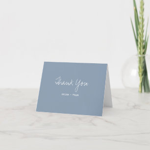 Carte De Remerciements Dusty Mariage de typographie bleue