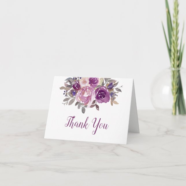 Carte De Remerciements Dusty Mauve Purple Blush FlorMariage (Devant)