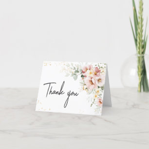 Carte De Remerciements Dusty rose Floral Baby shower de verdure
