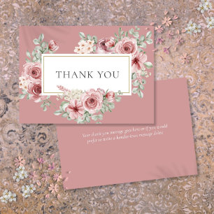 Carte De Remerciements Dusty Rose Floral Gold Géométrique