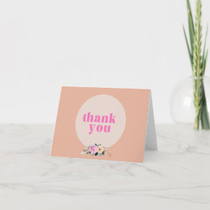 Carte De Remerciements Dusty Rose floral "hello quatre oh" rétro