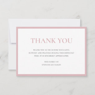Carte De Remerciements Dusty Rose rose traditionnel Sympathie funéraire