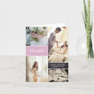 Carte De Remerciements Dusty Rose Thankful Script Custom Photo Mariage