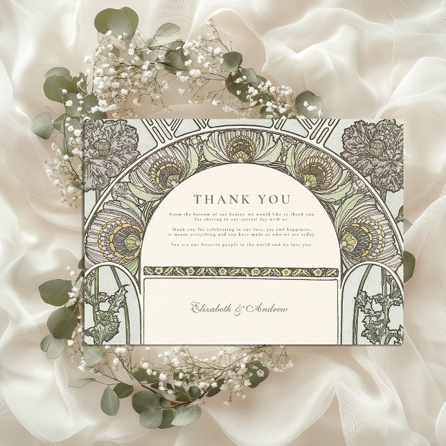 Carte De Remerciements Dusty Sage Art nouveau mariage (Créateur téléchargé)