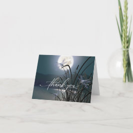 Carte De Remerciements Dusty Turquoise Pleine lune dragonfly Pond