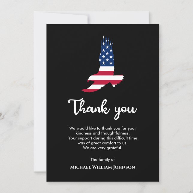 Carte De Remerciements Eagle American Flag Militaire Armée de vétéran fun (Devant)