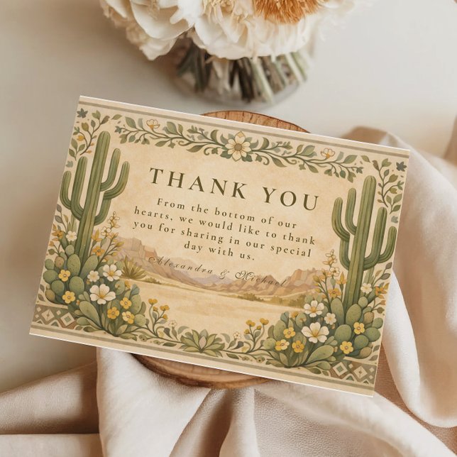 Carte De Remerciements Earthy Botanical Desert Wedding (Créateur téléchargé)