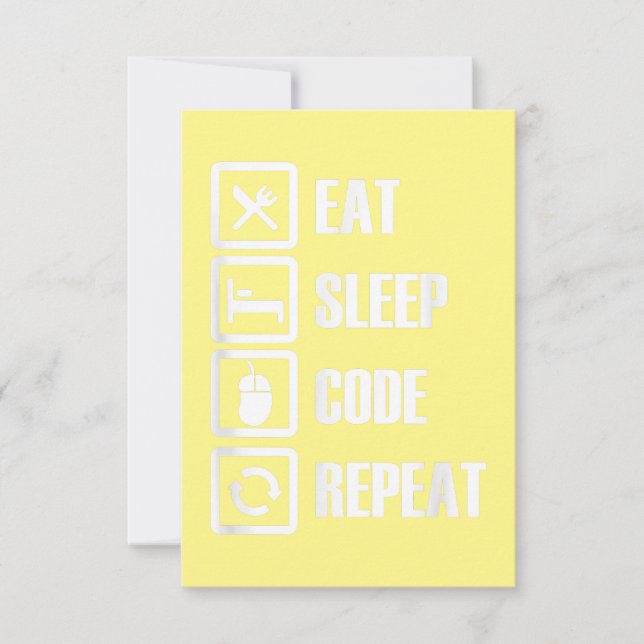Carte De Remerciements Eat Sleep Code Répétition Coding Programmer Ingéni (Devant)