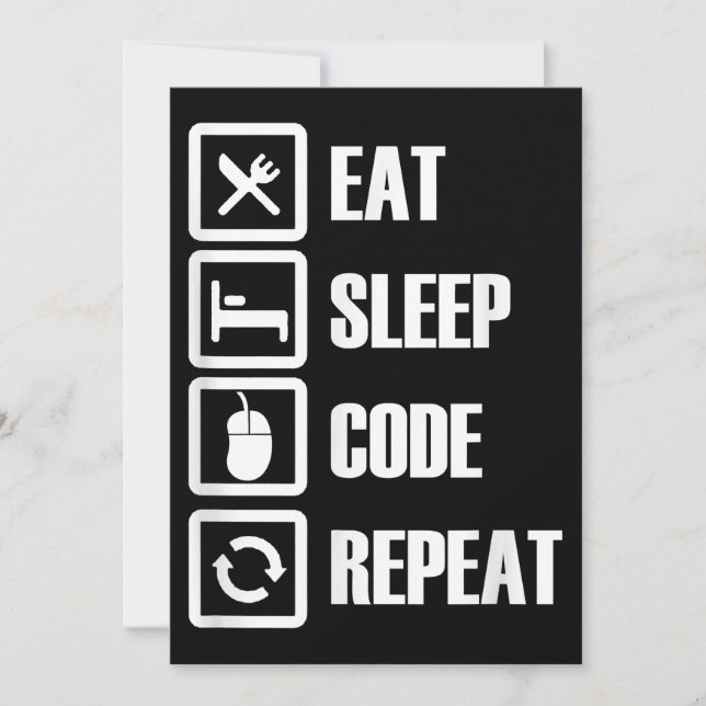 Carte De Remerciements Eat Sleep Code Répétition Coding Programmer Ingéni (Devant)