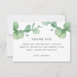 Carte De Remerciements Eau-couleur eucalyptus. Anniversaire verdoyant du 