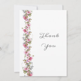 Carte De Remerciements Eau florale rose romantique