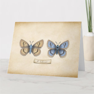 Carte De Remerciements Écarce Grand Papillon Bleu Spécimen Personnalisabl