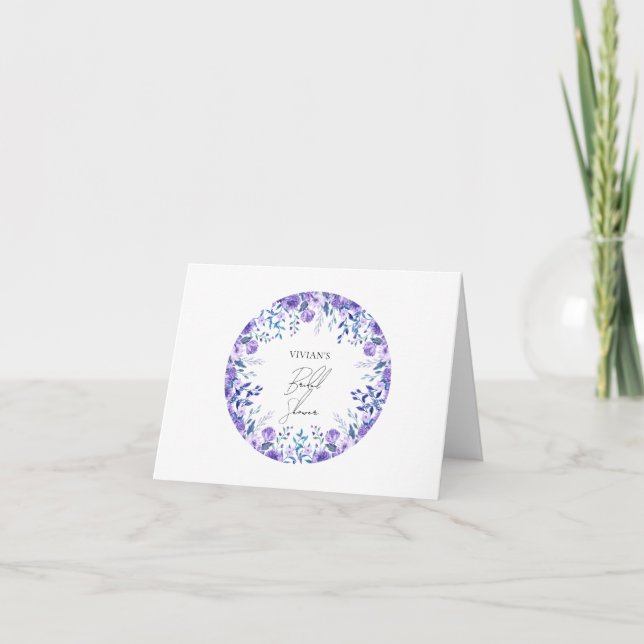 Carte De Remerciements Échantillon de jardin floral violet Blank (Devant)