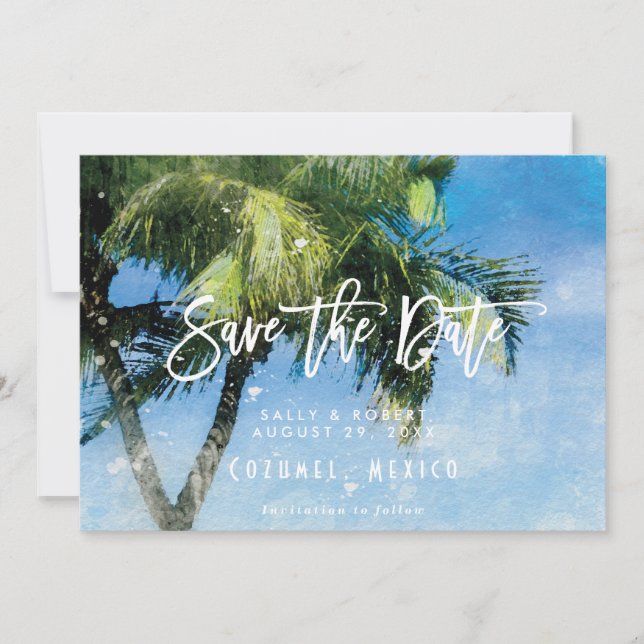 Carte De Remerciements économies tropicales de mariage d'été de plage la (Devant)