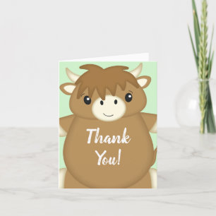 Carte De Remerciements écossais Highland Baby shower de vache vert