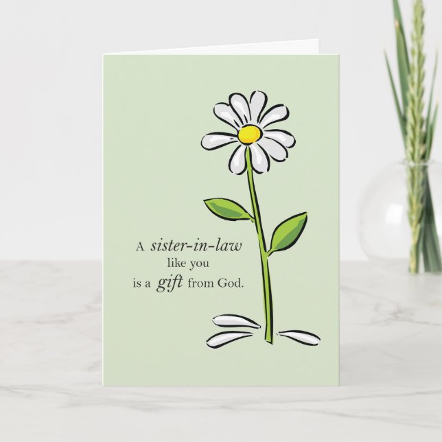 Carte De Remerciements Écoulement vert religieux de marguerite de (Devant)