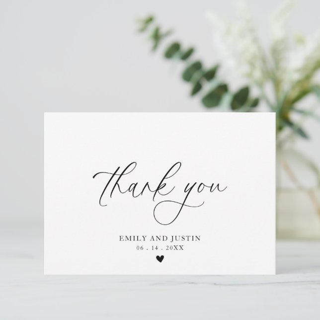 Carte De Remerciements Écriture calligraphique élégante remerciements flo (Debout devant)