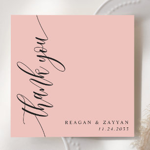 Carte De Remerciements Écriture calligraphique rose corail pour mariage