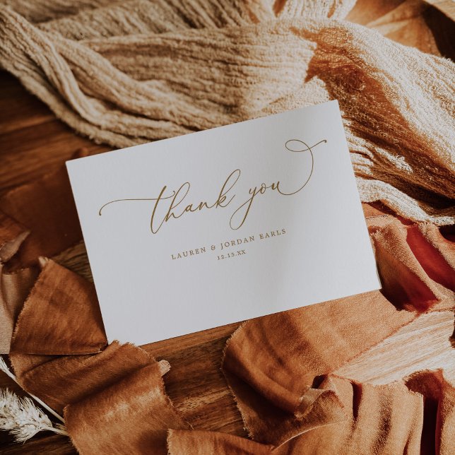 Carte De Remerciements Écriture de calligraphie élégante Or mariage (Créateur téléchargé)