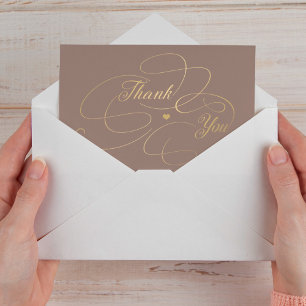 Carte De Remerciements Écriture dorée simple et élégante