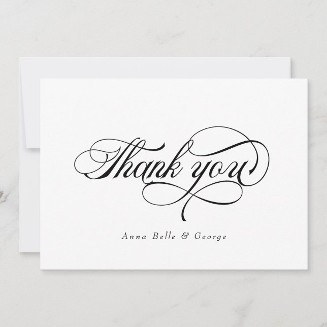 Carte De Remerciements Écriture Élégante Calligraphie Noms Personnalisés  (Devant)