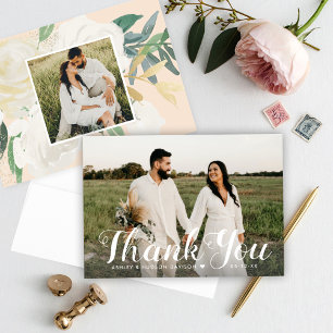 Carte De Remerciements Écriture Élégante Cœur Floral Fond de Photo
