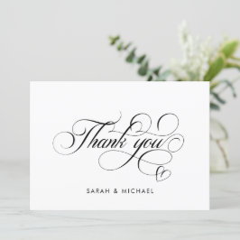Carte De Remerciements Écriture élégante de calligraphie Noms de mariage