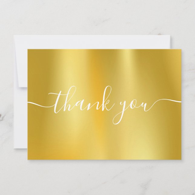 Carte De Remerciements Écriture élégante moderne en feuille d'or (Devant)