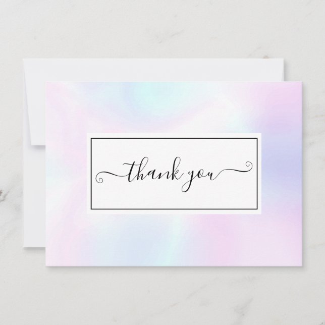 Carte De Remerciements Écriture holographique simple élégante (Devant)