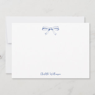 Carte De Remerciements Écriture Manuscrite Coquette Nœud Bleu Baby Shower