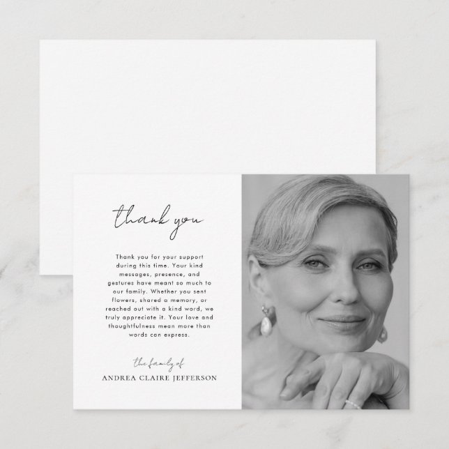 Carte De Remerciements Écriture manuscrite Police Célébration de la vie F (Devant / Derrière)