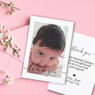 Carte De Remerciements écriture moderne petite fille photo minimaliste