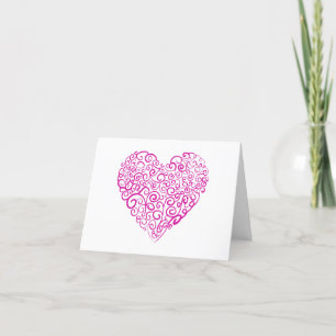 Carte De Remerciements Écriture spirale coeur rose pour la Saint Valentin
