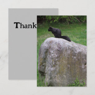 Carte De Remerciements Écureuil noir mignon sur un écureuil de la nature 