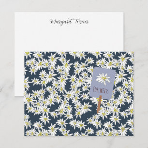 Carte De Remerciements Edelweiss Fleur Alpine Sauvage Bohème Illustrée à 