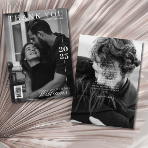 Carte De Remerciements Editorial noir et blanc magazine mariage