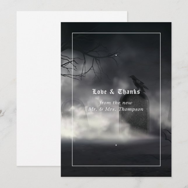 Carte De Remerciements Eerie Gothic Mariage (Devant / Derrière)