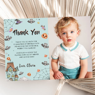 Carte De Remerciements Éffrayant Boy Halloween Photo fête d'anniversaire