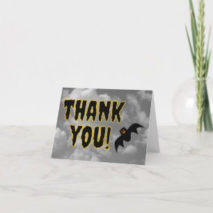 Carte De Remerciements Effrayant, Éffrayant, Bat, Halloween Style "MERCI"