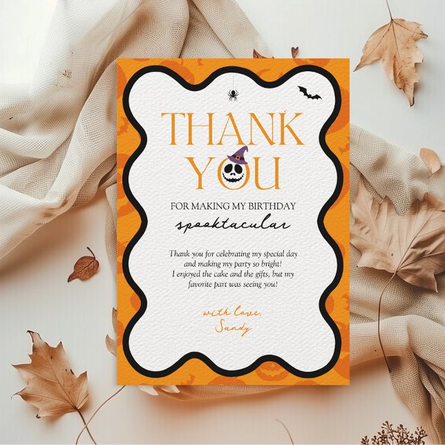 Carte De Remerciements Éffrayant Un Halloween automne effrayant 1er anniv (Thank you Spooky One Halloween 1st Birthday )