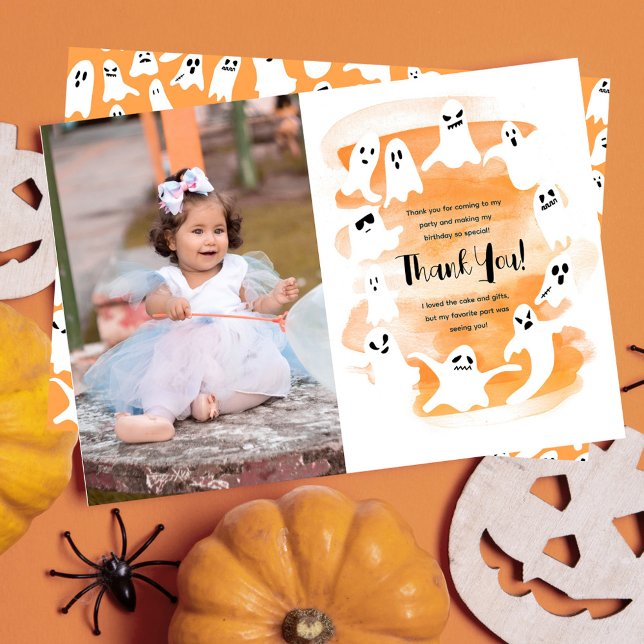 Carte De Remerciements Éffrayant un premier anniversaire d'Halloween (Spooky One First Halloween Birthday Party Thank You Card)
