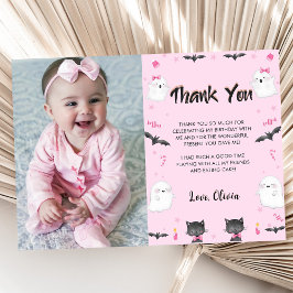 Carte De Remerciements Éffrayante Fille Halloween fête d'anniversaire Pho
