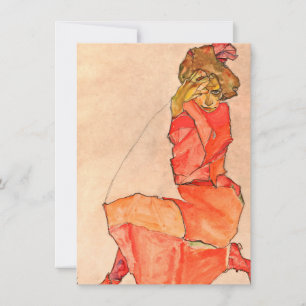 Carte De Remerciements Egon Schiele - femelle à genoux dans la robe de