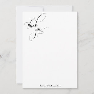 Carte De Remerciements Elaborer la calligraphie Simple Noir & Blanc